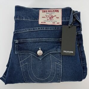 True Religion Ricky Relaxed Straight Leg Jeans Mens Size 36 Flap Pockets NEW